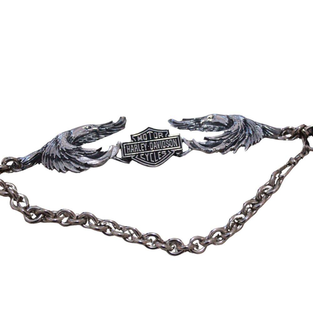 Harley-Davidson Silver Eagle Bar & Shield Leather Choker Necklace - Picture 3 of 4